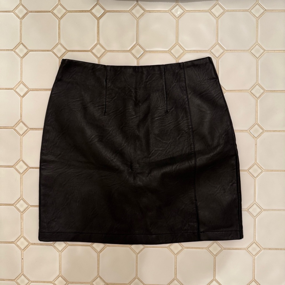 Topshop Black Vegan Leather Mini Skirt